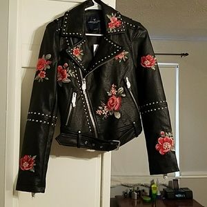 NWT American Eagle Embroidered Moto Jacket. Small